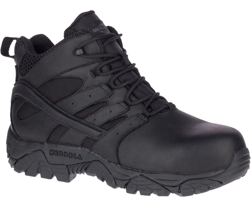 Botas Homem - Merrell Moab 2 Mid Tactical Response Waterproof Comp Toe Wide Width - Pretas - MOL9025